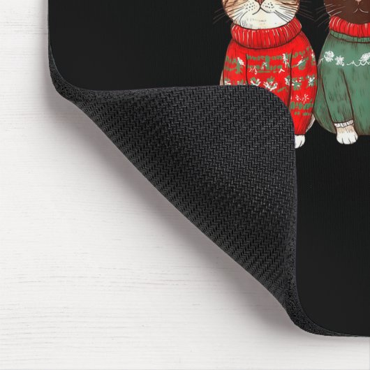Tapis De Souris Chat de Meowy Catmas Noël Lumières Xmas Pyjama Cha (Coin)