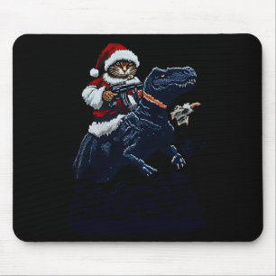 Tapis De Souris Chat de Noël en chapeau de Père Noël tenant un pis