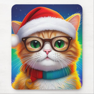 Tapis De Souris Chat de Noël mignon Santa Claus-68265