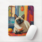 Tapis De Souris Chat de Siamese sur le comptoir (Avec souris)