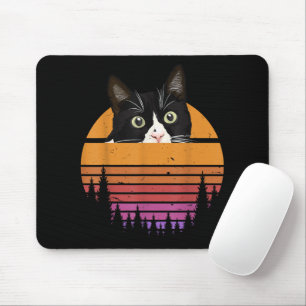 Tapis De Souris Chat de style rétro Chat noir de style vintage Cha