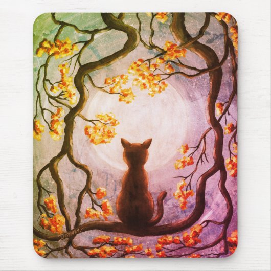 Tapis De Souris Chat de Whimsical dans l'art de peinture de Pleine (Devant)