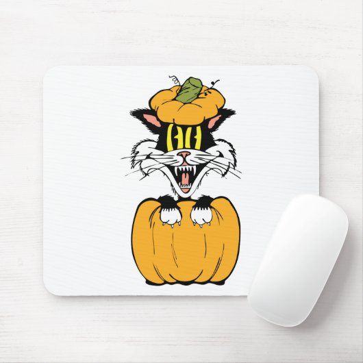 Tapis De Souris Chat d'Halloween (Avec souris)