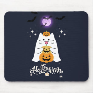 Tapis De Souris Chat d'Halloween au clair de lune – Nuit effrayant