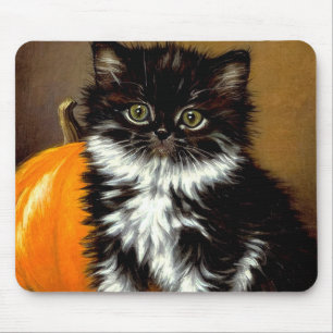 Tapis De Souris Chat d'Halloween noir et blanc vintage