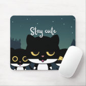Tapis De Souris Chat d'illustration noir (Avec souris)