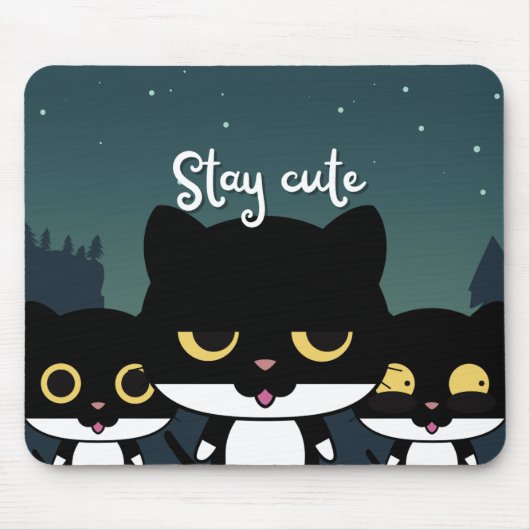 Tapis De Souris Chat d'illustration noir (Devant)