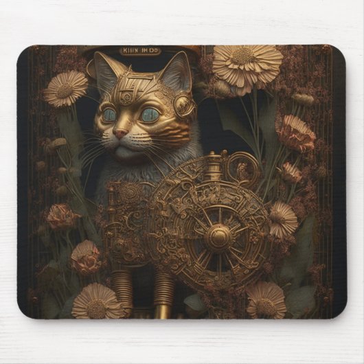 Tapis De Souris Chat doré gothique Steampunk (Devant)