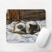 Tapis De Souris Chat dormant sur un lit (Avec souris)