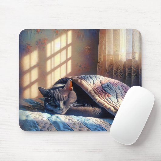 Tapis De Souris Chat Dormir Sous Une Planche (Avec souris)