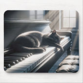 Tapis De Souris Chat dormir sur un clavier de piano (Devant)