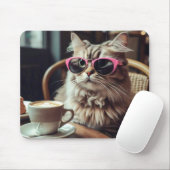 Tapis De Souris Chat drôle avec tablette de souris café (Avec souris)