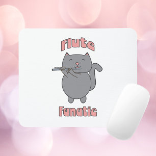 Tapis De Souris Chat Drôle Jouant de la Flûte Amateur de Musique M