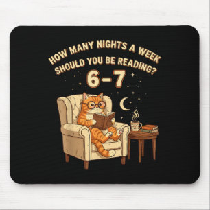 Tapis De Souris Chat drôle lisant 6-7 Mème Amoureux de livres Engl