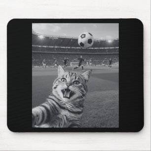Tapis De Souris Chat Drôle Prenant un Selfie Au Stade de Football
