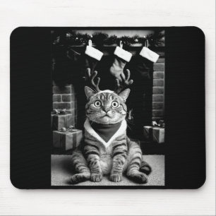 Tapis De Souris Chat drôle prenant un selfie de Noël Xmas Pyjama H