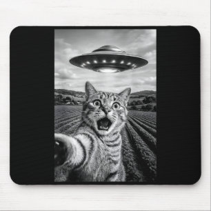 Tapis De Souris Chat Drôle Ufo Alien Chat Bengal Selfie Cadeau Hom