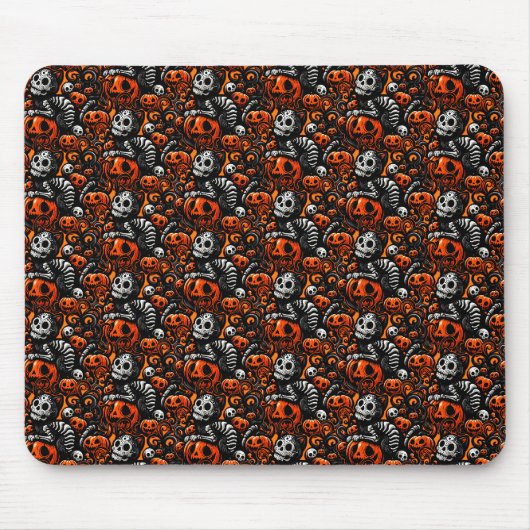 Tapis De Souris Chat éffrayant et Citrouille (Devant)
