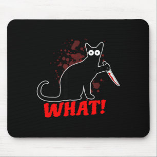 Tapis De Souris Chat effrayant et meurtrier avec un couteau chat q