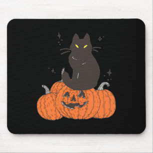 Tapis De Souris Chat Éffrayant Halloween avec Citrouille