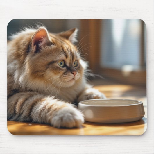 Tapis De Souris Chat en attente d'un plat vide (Devant)