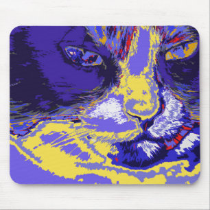 Tapis De Souris Chat en couleurs abstraites