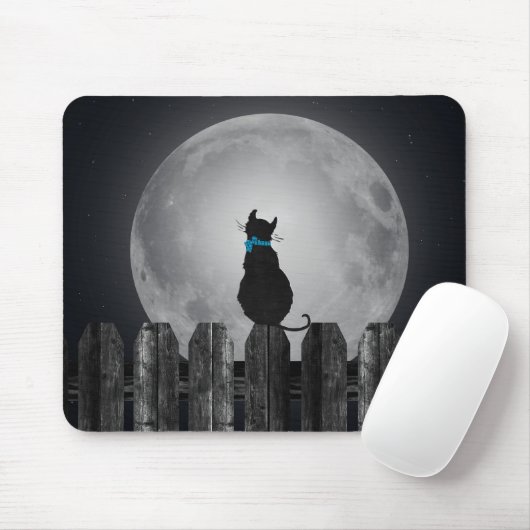 Tapis De Souris Chat En Lumière Lune (Avec souris)