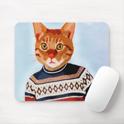 Tapis De Souris Chat en pull-over (Avec souris)