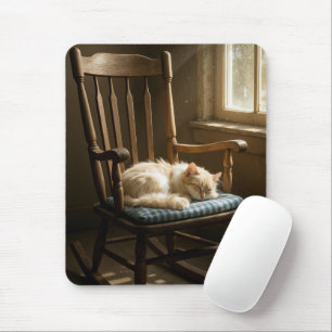 Tapis De Souris Chat endormi sur une chaise berçante