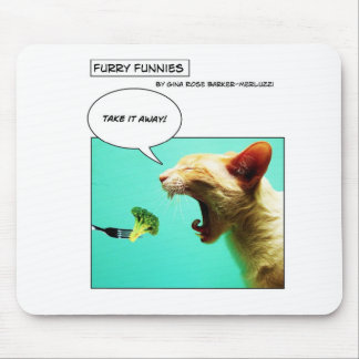Tapis De Souris Chat et brocoli velus de ~ de Funnies