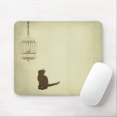 Tapis De Souris Chat et cage à oiseaux (Avec souris)