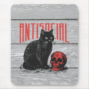 Tapis De Souris Chat et crâne antisociaux