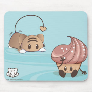 Tapis De Souris Chat et gâteau Mousepad. de Kawaii