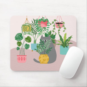 Tapis De Souris Chat et Plantes