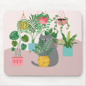 Tapis De Souris Chat et Plantes (Devant)
