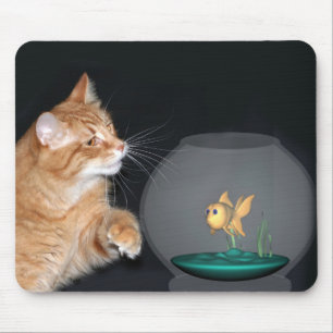 Tapis De Souris chat et poisson rouge