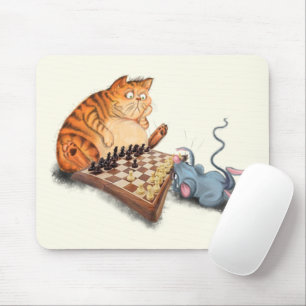 Tapis de souris Chat et Souris Jouant aux Échecs