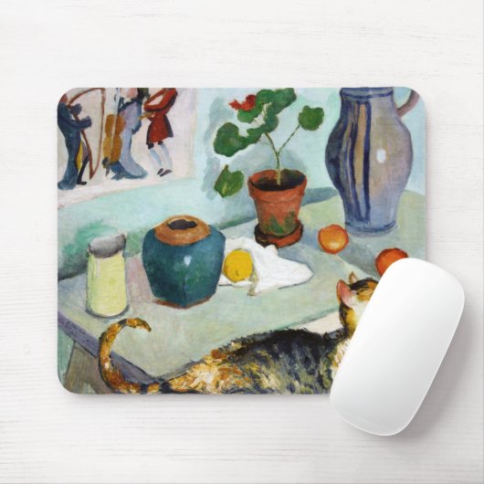 Tapis De Souris Chat et vie morte, August Macke (Avec souris)