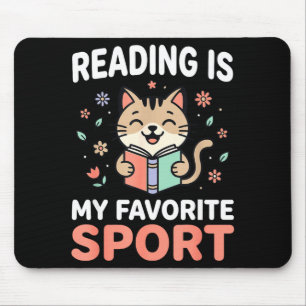 Tapis De Souris Chat fleur lisant livre hommes femmes enfants mign