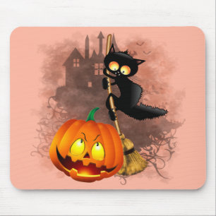 Tapis De Souris Chat Fun Halloween personnage effrayé par un Citro