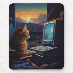 Tapis De Souris Chat Gamer Retro   Jeu d'art Pixel 8 bits