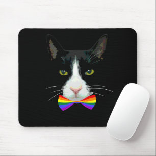 Tapis De Souris Chat gay LGBT avec Cravate arc-en-ciel