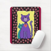 Tapis De Souris Chat génial pourpre et Kitty - mousepad (Avec souris)