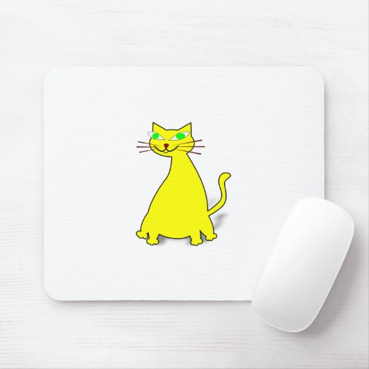 Tapis De Souris Chat gras jaune (Avec souris)