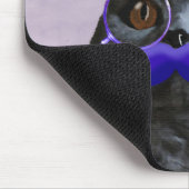 Tapis De Souris Chat gris avec chapeau bleu et moustache (Coin)