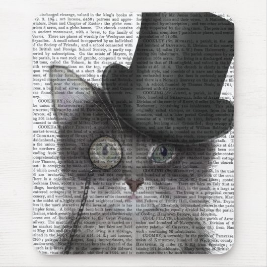 Tapis De Souris Chat gris avec chapeau supérieur (Devant)