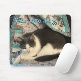 Tapis De Souris Chat gris et blanc