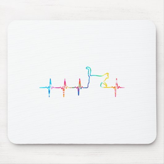 Tapis De Souris Chat Heartbeat Amoureux des chats mignon Animal Ti (Devant)