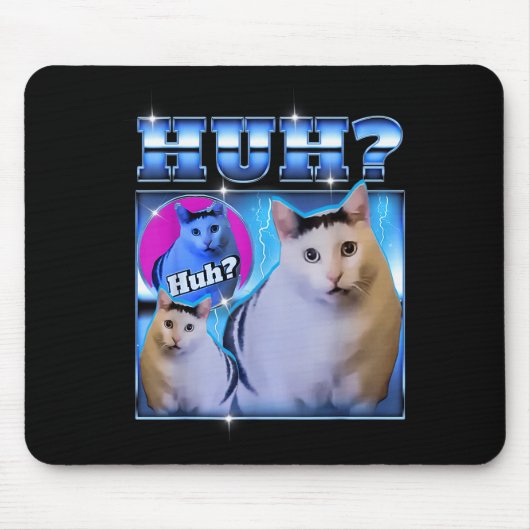 Tapis De Souris Chat hein ? Chat drôle Mème Chat étrange Bootleg (Devant)
