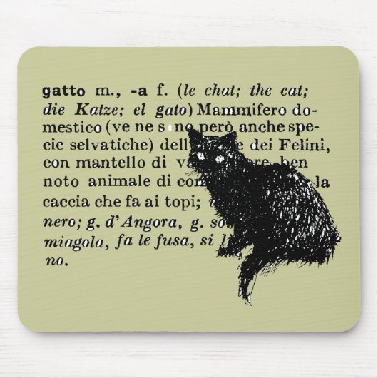 Tapis De Souris Chat italien de dictionnaire (Devant)